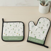Personalized Cute Botanical Ofenhandschuh & Topflappen-Set