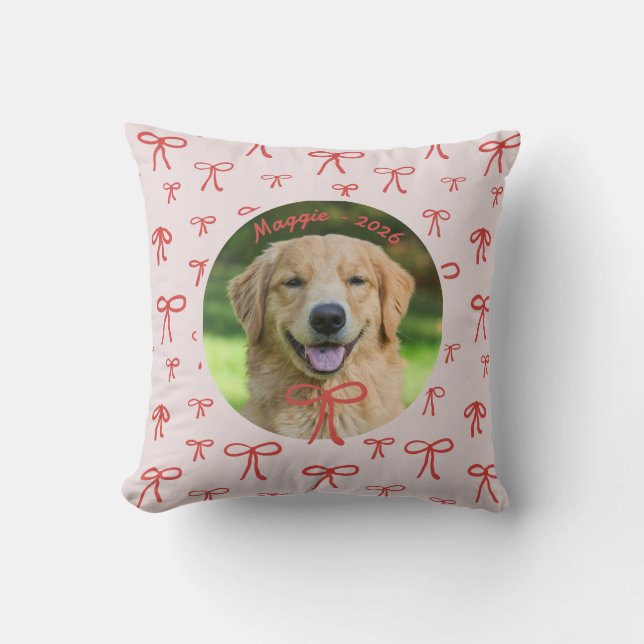 Personalized Cute Bow Pattern Pet Photo Pillow Kissen (Vorderseite)