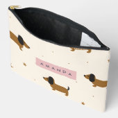 Personalized Cute Brown Dachshund Puppy Zubehörtasche (Offen)