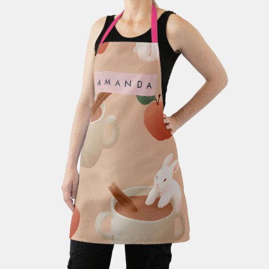 Personalized Cute Bunny with Apple Cider Pattern Schürze (InSitu)