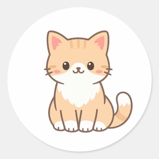 Personalized Cute Cat Gift – Custom Pet Name Minim Runder Aufkleber (Vorderseite)