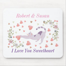 Personalized Cute Cat Valentine Gift for Couples Mousepad