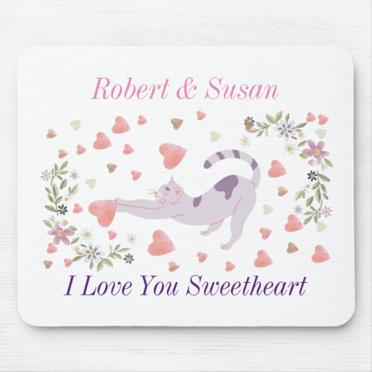 Personalized Cute Cat Valentine Gift for Couples Mousepad (Vorne)