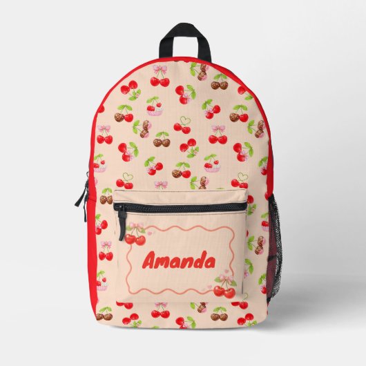 Personalized Cute Cherry Dessert Bedruckter Rucksack (Vorderseite)