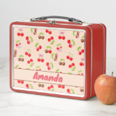 Personalized Cute Cherry Dessert Pattern Name Metall Brotdose (Beispiel)