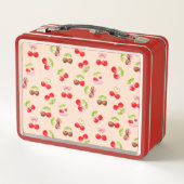 Personalized Cute Cherry Dessert Pattern Name Metall Brotdose (Rückseite)