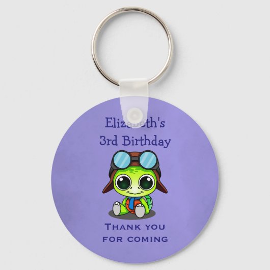 Personalized Cute Chibi Turtle Birthday Favor Schlüsselanhänger (Vorderseite)
