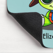 Personalized Cute Chibi Turtle in Aviator Hat Mousepad (Ecke)