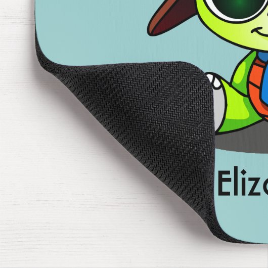 Personalized Cute Chibi Turtle in Aviator Hat Mousepad (Ecke)