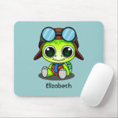 Personalized Cute Chibi Turtle in Aviator Hat Mousepad (Mit Mouse)