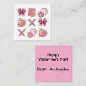 Personalized Cute Chic Pink Teacher School Mitteilungskarte (Vorne/Hinten)