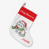 Personalized Cute Christmas Cat Holiday Kleiner Weihnachtsstrumpf (Vorderansicht (hängend))