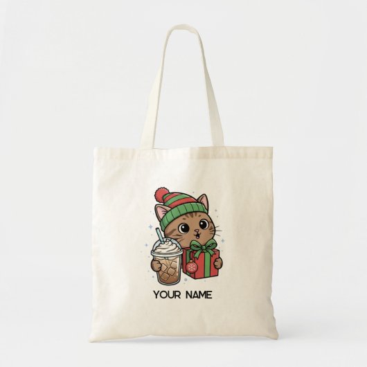 Personalized Cute Christmas Cat Tote Bag Tragetasche (Vorne)