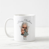 Personalized Cute Christmas Fairy Girl and Teddy Kaffeetasse (Links)