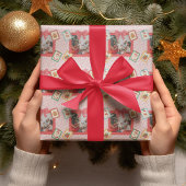 Personalized Cute Christmas Photo Collage  Geschenkpapier