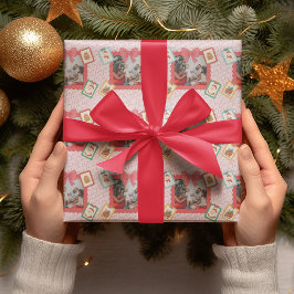 Personalized Cute Christmas Photo Collage Geschenkpapier