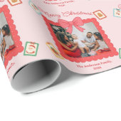 Personalized Cute Christmas Photo Collage Geschenkpapier (Rolleneckpunkt)