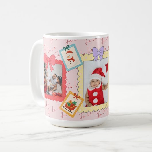 Personalized Cute Christmas Photo Collage  Kaffeetasse (Vorderseite Links)