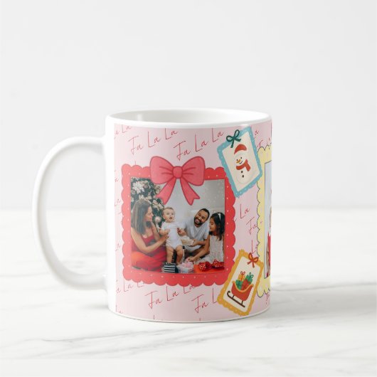 Personalized Cute Christmas Photo Collage Kaffeetasse (Links)