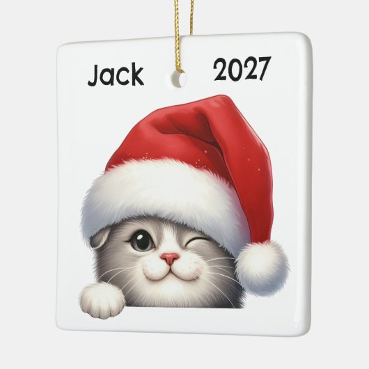 Personalized Cute Christmas Scottish Fold Cat Keramikornament (Links)