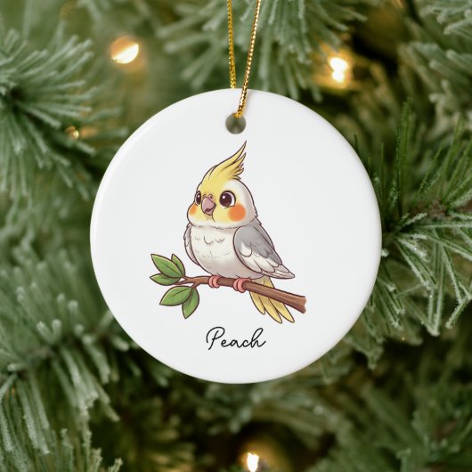 Personalized Cute Cockatiel Pet Bird Keramik Ornament (Baum)