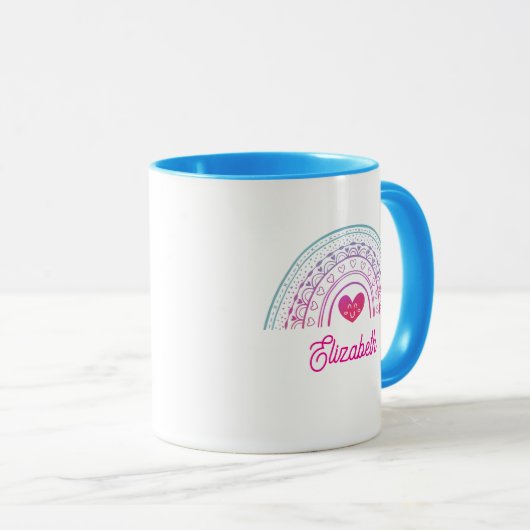 Personalized Cute Colorful Boho Rainbow Tasse (VorderseiteRechts)