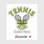 Personalized Cute Coquette Girls Tennis & Bow Aufkleber (Blatt)
