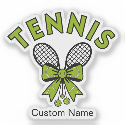 Personalized Cute Coquette Girls Tennis & Bow Aufkleber (Vorderseite)
