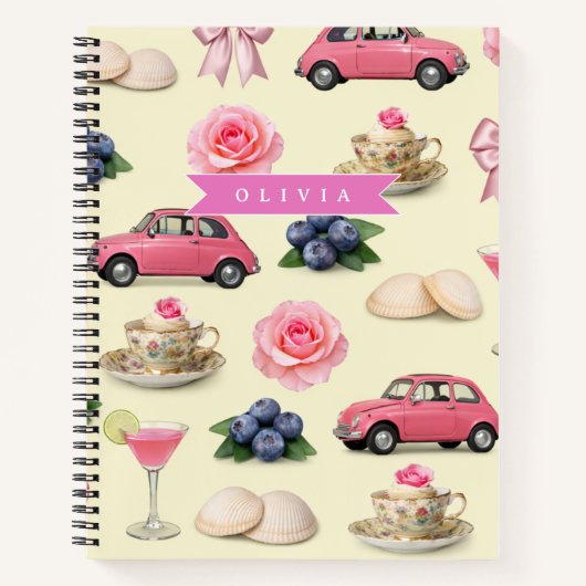Personalized Cute Coquette Pink Cocktail Ribbon Notizblock (Vorderseite)