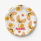 Personalized Cute Corgi Birthday Pappteller (Vorderseite)