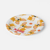 Personalized Cute Corgi Birthday Pappteller (Schrägansicht)