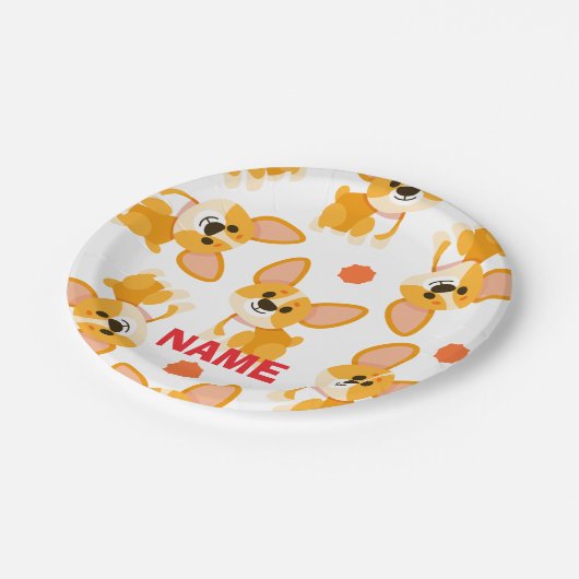 Personalized Cute Corgi Birthday Pappteller (Schrägansicht)