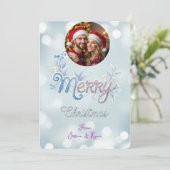Personalized Cute Couple Photo Christmas  Feiertagskarte (Stehend Vorderseite)