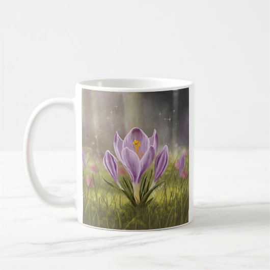 Personalized Cute Crocus Spring Illustration Mug Kaffeetasse (Links)