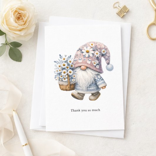 Personalized Cute Daisy Flower Gnome Thank you  Mitteilungskarte