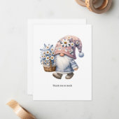 Personalized Cute Daisy Flower Gnome Thank you  Mitteilungskarte (Vorderseite/Rückseite Beispiel)