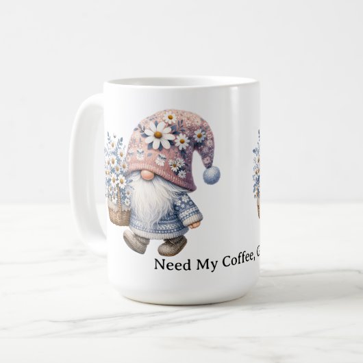 Personalized Cute Daisy Flower Gnome Women's Kaffeetasse (Vorderseite Links)