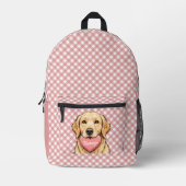 Personalized Cute Dog with Heart Plaid Pattern Bedruckter Rucksack (Vorderseite)