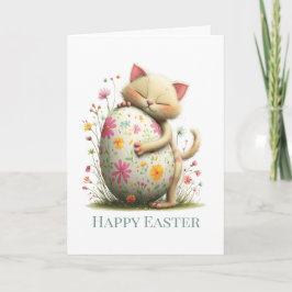 Personalized Cute Easter Kitten Folded Card Karte