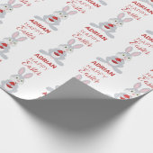 Personalized Cute Easter Rabbit Red Easter Egg Geschenkpapier (Ecke)