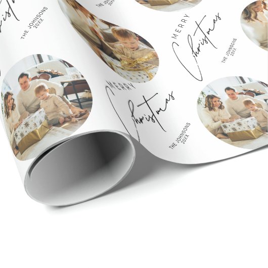 Personalized Cute Elegant Family Photo Christmas Geschenkpapier (Rolleneckpunkt)