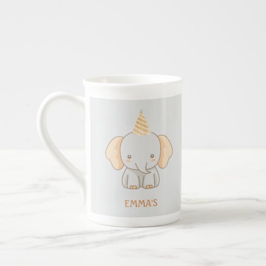 Personalized Cute Elephant Kids Name Porzellantasse (Links)
