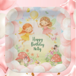 Personalized Cute Fairy Birthday Paper Plate  Pappteller