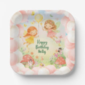 Personalized Cute Fairy Birthday Paper Plate  Pappteller (Vorderseite)