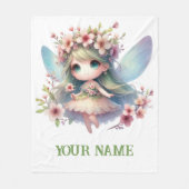 Personalized Cute Fairy & Floral Wreath Fleecedecke (Vorderseite)