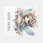 Personalized Cute Fairy & Floral Wreath Fleecedecke (Vorderseite (Horizontal))