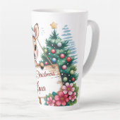 Personalized Cute Fawn Deer Merry Christmas Milchtasse (Rechte Ecke)