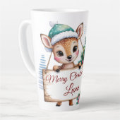 Personalized Cute Fawn Deer Merry Christmas Milchtasse (Linke Ecke)