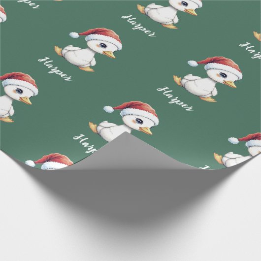 Personalized Cute Festive Christmas Goose Duck Geschenkpapier (Ecke)