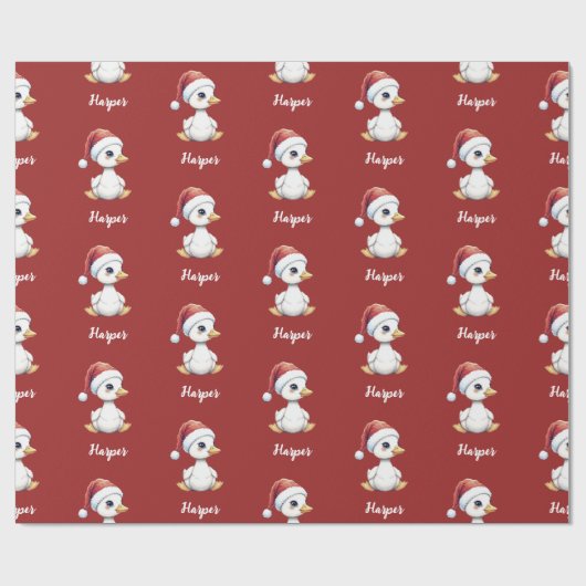 Personalized Cute Festive Christmas Goose Duck Geschenkpapier (Flach)